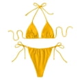 thumbnail image 4 of DHFJKG Bikini Sets For Women Solid Color 2 Piece Swimsuits Halter Tie Side Triangle Bathing Suit With Thong Bottoms Trendy Beachwear, 4 of 4