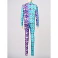 thumbnail image 4 of iEFiEL Kids Girls Stretchy Mermaid Jumpsuit Full Length Long Sleeve Dance Gymnastics Leotard Unitard Fish Scales Print Bodysuit Type C 9-10, 4 of 7