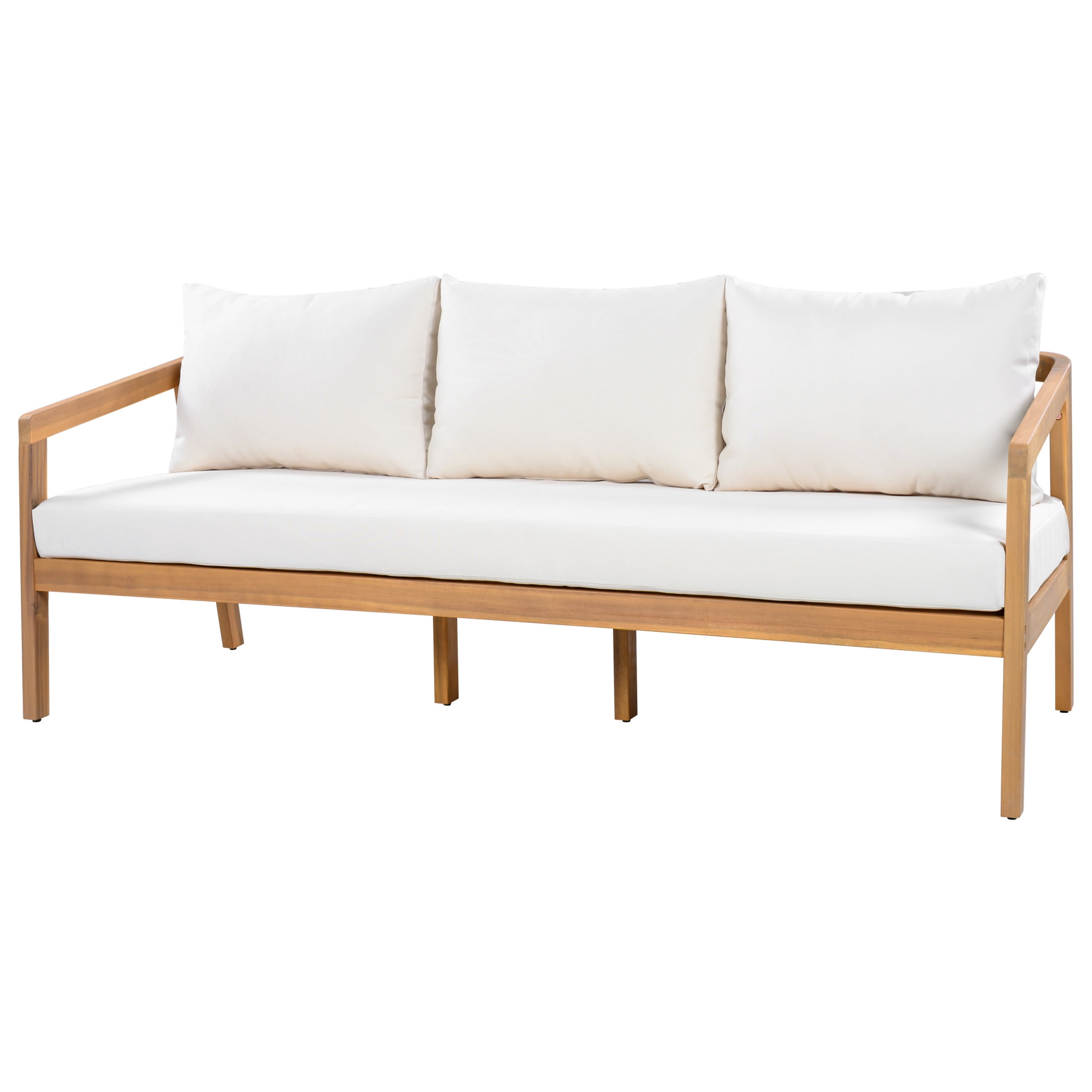 Christopher Knight Home 5-Piece Outdoor Patio Chat Set, Natural Acacia Wood Frame with Beige Cushions