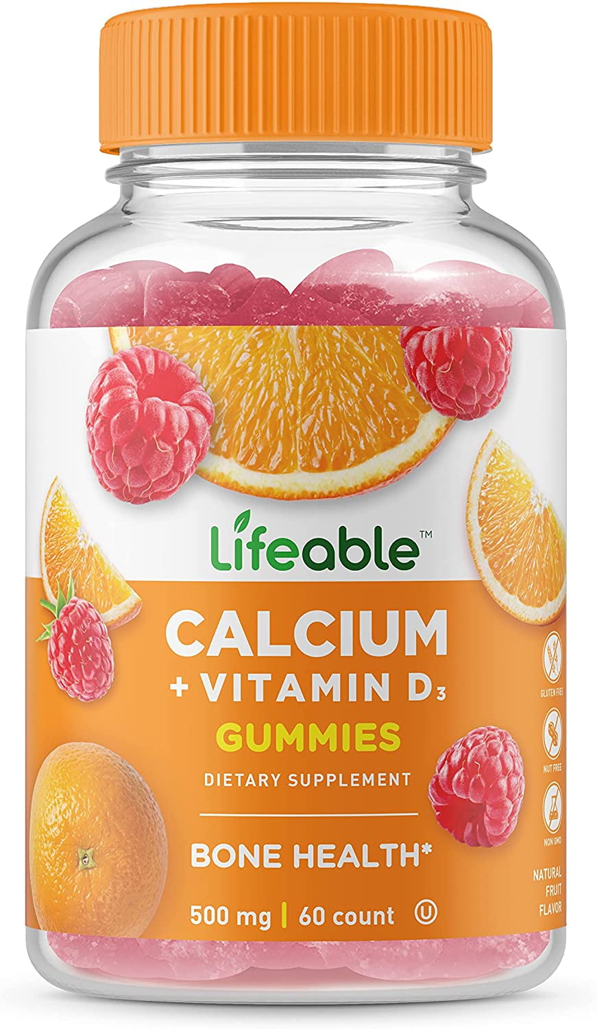 Lifeable Calcium with Vitamin D - 500 mg - 60 Gummies