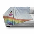 thumbnail image 3 of Ballerina Soft Flannel Fleece Blanket, Graphic Illustration Drawing of Lady Dancing Freely on a Rainbow with Music Notes, Cozy Plush for Indoor and Outdoor Use, 50" x 60", Multicolor, by Ambesonne, 3 of 6