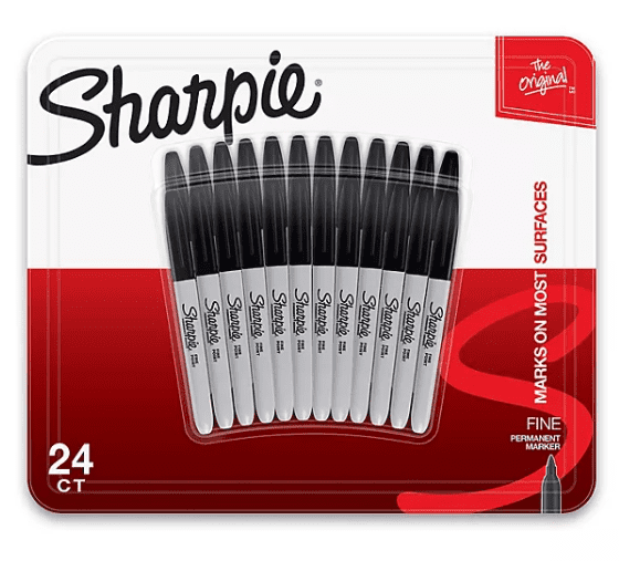 Sharpie Permanent Marker, Fine Tip, Black, 24 Count
