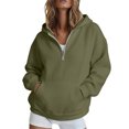 thumbnail image 3 of Wxolcjlv Solid Quarter Zip Hoodies for Women Long Sleeve Pullover Tops, 3 of 6