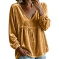 thumbnail image 2 of Xdegoge Women's Long Sleeve V Neck Tops Velvet Blouses Lace Trim Peplum Babydoll Shirts Casual Fall Tunic Tops for Women, 2 of 7
