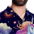 thumbnail image 5 of Starry Unicorn Men's Casual Printed Poplin Short Sleeve Button Down Beach Shirt with Spread Collar Top, 5 of 6