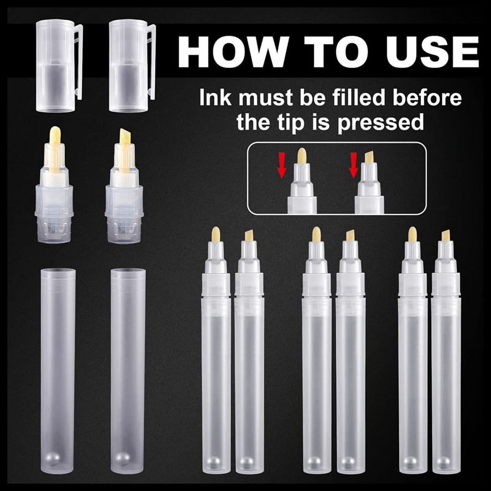 30 Empty Fillable Blank Paint Pen Markers Refillable Paint Pen Fine Tip Graffiti Markers Acrylic Markers