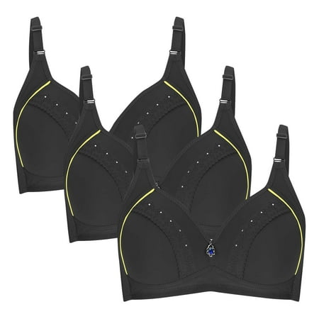 POIUYTR 3Pack Push Up Bra for Women Wirefree Plus Size Comfortable Brassiere Padded Plunge Everyday Bra Lift Up T-Shirt Bra
