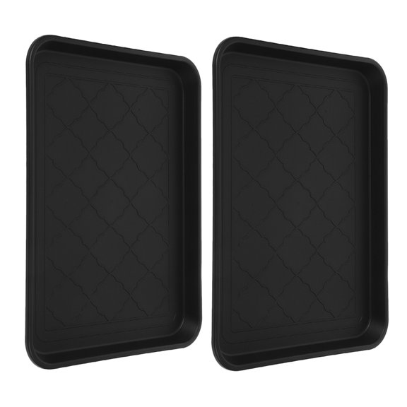 RENACLIPY 2-Pack Black Plastic Storage Trays with Anti- Bottom for Entryway, Desk, and Home Organization