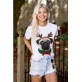 thumbnail image 3 of Christmas Reindeer Pug Adorable Plus Size Crewneck Graphic Tee Shirt Brisco Brands 3X, 3 of 5