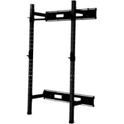 HulkFit Pro Series 2.35” x 2.35” Steel Folding Wall Mounted Power Rack Cage with Attachment Accessories - J Hooks and Height Adjustable Pull Up Bar - Black