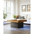thumbnail image 4 of Tribesigns 35-Inch Square Coffee Table with LED Lights, Modern Brown and Black Wooden Living Room Center Table, Low Profile Cocktail Table with APP Control, 4 of 5