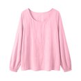 thumbnail image 5 of Lmueinov Long Sleeve Shirts for Women Cotton Linen Crew Neck Loose Fit Pullover Tops Solid Lightweight Casual Trendy Summer Fall Vacation Outfits, 5 of 6
