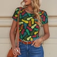 thumbnail image 6 of Fotbe Pineapple Fruit Colorful Women's Crew Neck Short Sleeves Bodysuit Tops Round Neck Slim Sleeveless Soft Comfortable Basic-Medium, 6 of 7