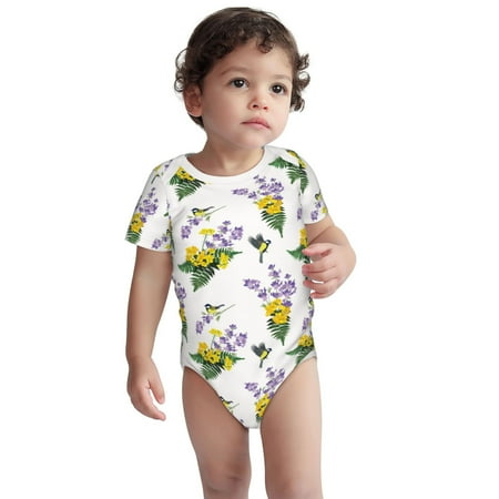 

Haiem Lavender Flowers Printed Unisex-Baby Short Sleeve Onesies Bodysuits Unisex Babies Snap-Up Rompers-18 Months