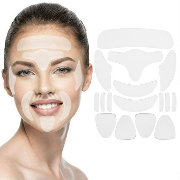 Parches de belleza antiarrugas de silicona para la frente, mejillas y barbilla, 16 unidades, mascarilla facial antiarrugas, herramienta de belleza para lifting facial.