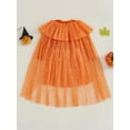 thumbnail image 4 of FAROOT Robe d'Halloween pour Petite Fille Imprimé Visage de Citrouille Manches Longues Col Rond Patchwork en Tulle Robe Trapèze avec Châle, 4 of 7