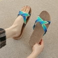 thumbnail image 5 of Anuirheih Slip on Sandals Women,Womens Fashion Anti-slip Linen Home Indoor Open Toe Flat Shoes Beach Slippers(Blue), 5 of 6