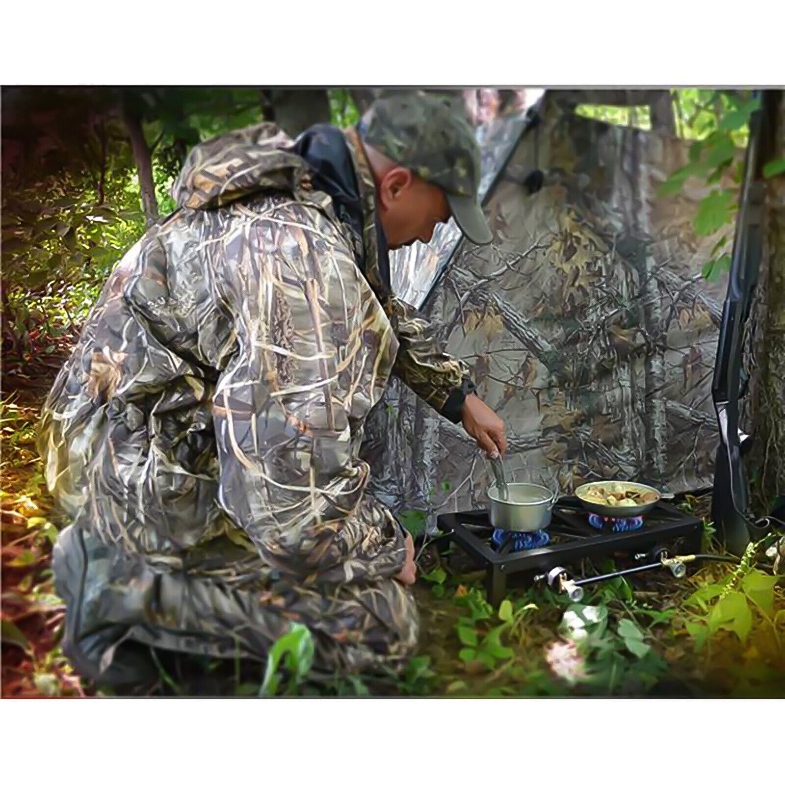 Cast Iron Double Burner Portable Outdoor Camp Stove Propane Gas LPG BBQ Cooker