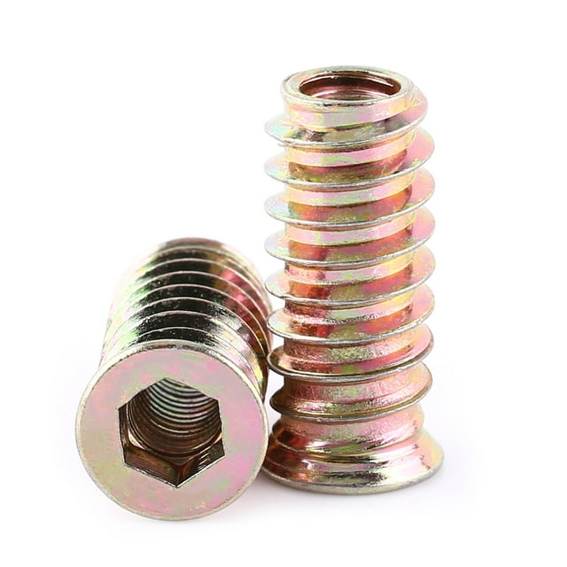 Furniture Nut, Carbon Steel Hex Socket 20Pcs Rust Protection Wood Nut For Wood Furniture For Woodworking