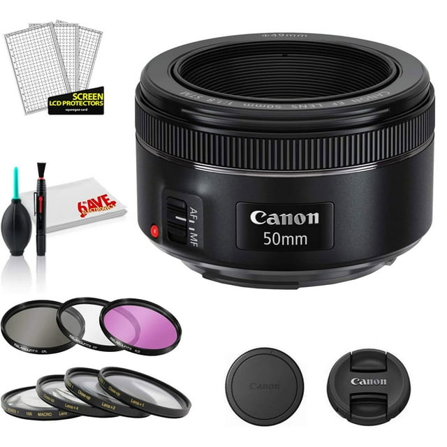 Canon EF 50mm f/1.8 STM Lens (International Model) with Cleaning Kit and Filter Kits