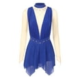 thumbnail image 3 of DPOIS Womens Shiny Rhinestones Long Sleeve Figure Ice Skating Dress Blue M, 3 of 7