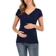 thumbnail image 4 of Blusa Con Capucha de Mujer de Maternidad Top de Lactancia Con Cuello en V Manga Corta Color Sólido de Moda Odeerbi  ODB123362, 4 of 7