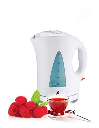 J-Jati Home Electric Kettle, Tea, and Hot Water Heater, Hot Coffee Cordless Serving, Auto On/Off, Removable Filter, Large Spout, Water Level Scale, 1.8QT, White
