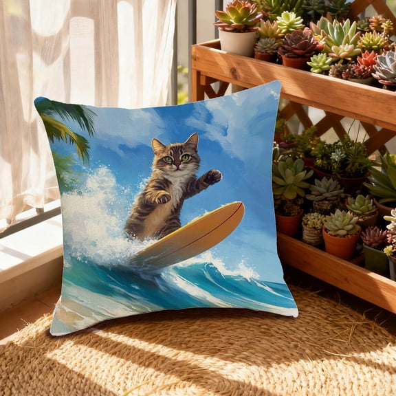 Tuvgenk Linen Pillow Cover 18x18 Inch with Zipper, Colorful Printed Decorative Throw Pillow Covers for Couch Indoor Outdoor Living Room Bedroom