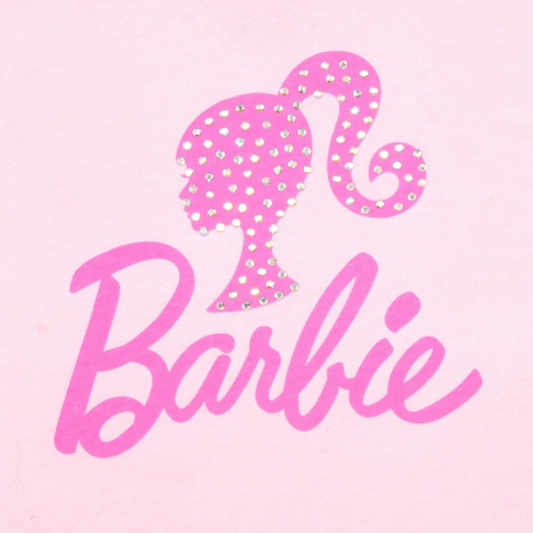 Barbie Silhouette Logo Fashion Girls Rhinestone Short Sleeve