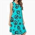thumbnail image 2 of Black Peace Signs On Blue Background Spring Summer Dresses For Women Fashion Dress Casual Sleeveless Loose Sundress With Pockets, 2 of 4