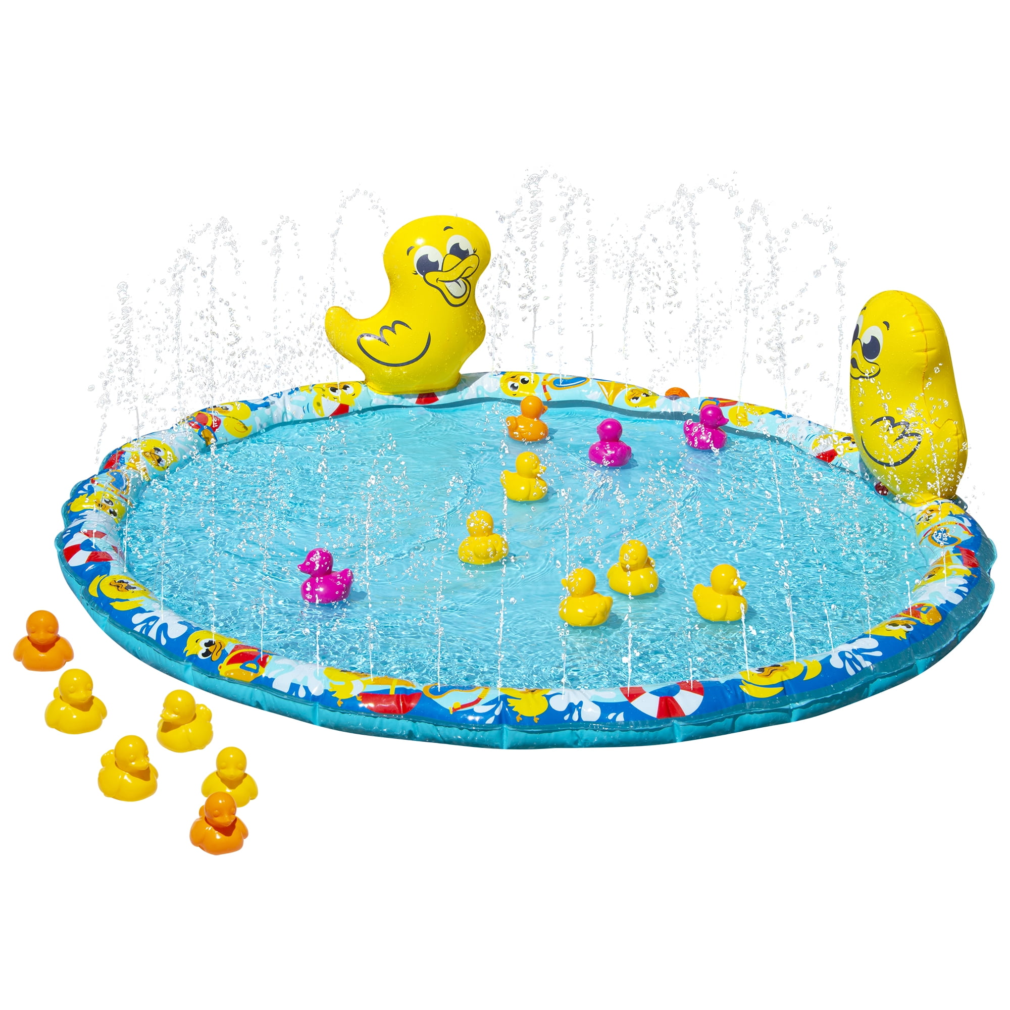 Banzai Jr. Duck Duck Splash 48 in Dia Splash Mat Outdoor Summer Water Play for Babies Toddlers 18 Months +