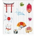 thumbnail image 3 of Ambesonne Japanese Shower Curtain, Watercolors Asian Folk, 69"Wx84"L, Multicolor, 3 of 3