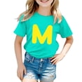 thumbnail image 1 of Zhuashum Hauts pour Filles 5-6 Ans Manches Courtes Col Rond T-Shirts Graphiques Quotidiens Printemps Été Ample Vert Menthe, 1 of 4
