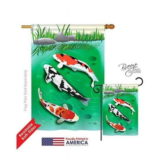 Breeze Decor 07002 Beach & Nautical Koi 2-Sided Vertical Impression House Flag - 28 x 40 in.