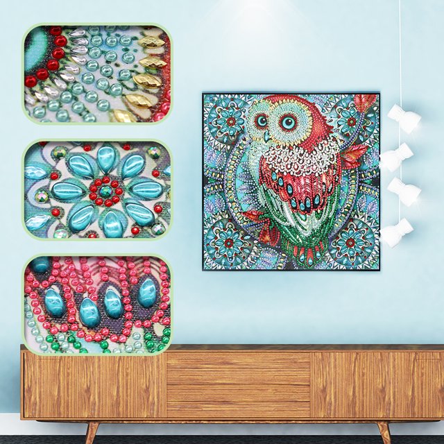 Cuadros Decorativos 5D DIY especial en forma de diamante pintura búho bordado mosaico Kits dormitorio decoración Likrtyny embutido en tela