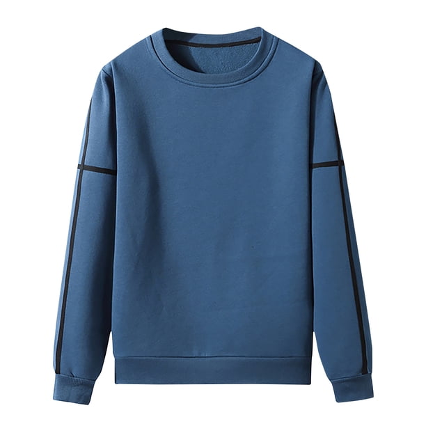 Top de suéter de cuello redondo de jersey básico sólido casual para hombres con diseño de correas Pompotops oipoqjl17842