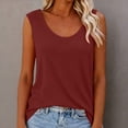 thumbnail image 3 of Womens Tank Tops Summer Fashion Solid Color Round Neck Casual T Shirts Loose Flowy Sleeveless Blouses Beach Vacation Outfits, 3 of 6