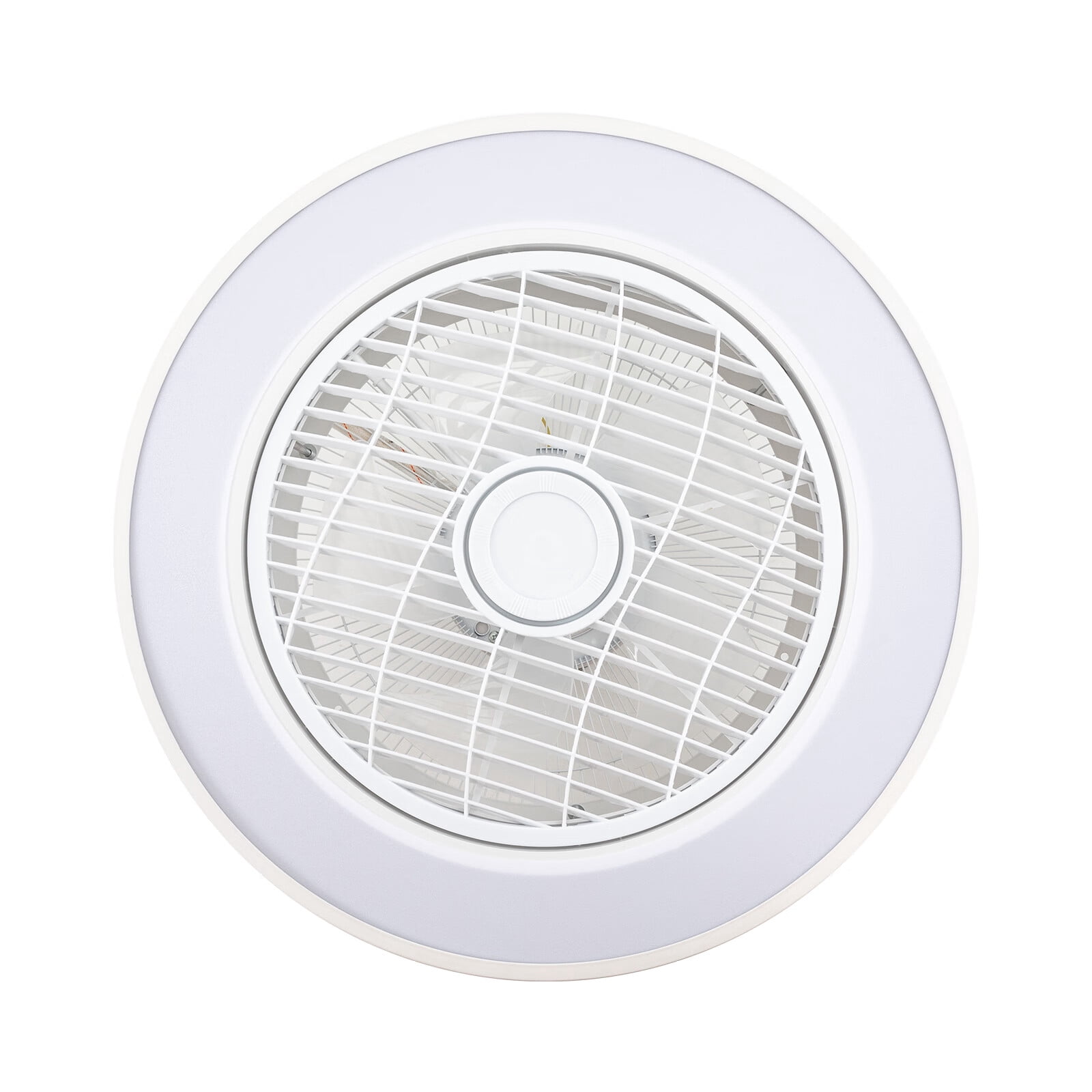 Dimmable LED Ceiling Fan Light Enclosed Round Pendant Fan Lamp w/Invisible Blades 3-Color 6-Speed Ceiling Fan Chandelier 110V