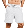 thumbnail image 2 of Mens Sweat Shorts Drawstring Summer Beach Stretch Texture Fashion Running Shorts with Pockets White L, 2 of 8
