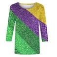 thumbnail image 5 of SELONE Mardi Gras Shirts for Women Sequins Stripe Carnival Tops 3/4 Sleeve Tuesday Tee Pullover Crewneck Party Clothes, 5 of 6