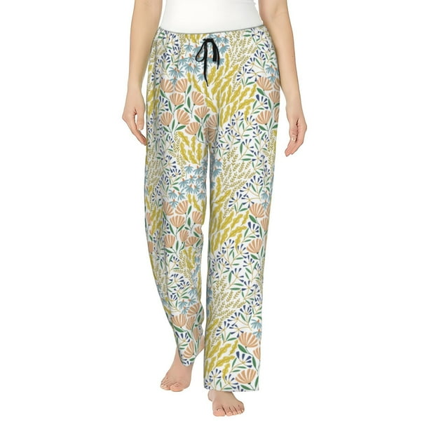 Balery Boho Pantalones de pijama para mujer, pijamas ultraligeros, pantalones de estar por casa-Large