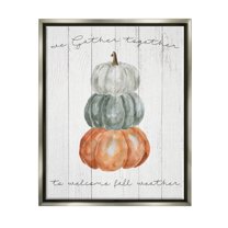 Stupell Industries Gather Together Fall Weather Pumpkins Graphic Art Luster Gray Floating Framed Canvas Print Wall Art, Design by Livi Finn
