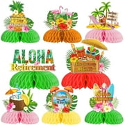 Aloha Retirement Party Decorations - 8pcs Tropical Honeycomb Centerpieces, Beach Themed Retirement Party Decorations, Flamingo Tropical Hawaiian Luau Happy Retirement Farewell Party Supplies