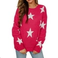 thumbnail image 2 of Pink Womens Sweatshirt Women Long Sleeve Sweater Casual Elegant Round Neck Star Pattern Plus Size Knit Sweater Top Fall Clothes for Women, 2 of 6