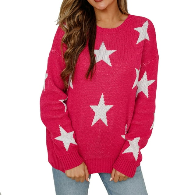 Chandail de Noël pour Femmes à Imprimé Graphique, Cardigan Doux en Tricot Torsadé, Manches Longues, Chaud, Col Rond, Mode, Chandail Mi-Long, Blouse Ample