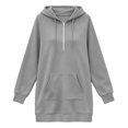thumbnail image 4 of Ozmmyan Womens Hoodie Dress for Womens Long Sleeve Half Zip Pullover Sweatshirt Tunic with Kangaroo Pocket Solid Color Fall Winter Casual, 4 of 5