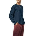 thumbnail image 3 of Men Solid V Neck Shirt Loose Long Sleeve Blouse, 3 of 6