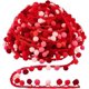 thumbnail image 1 of 6,5 yardas de flecos de poliéster rojo con borlas para manualidades, costura y decoración de fiestas., 1 of 9