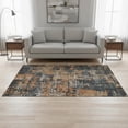 thumbnail image 2 of HomeRoots 679104 5 x 8 ft. Charcoal Copper & Gray Abstract Washable Machine Made Rectangle Area Rug with UV Protection, 2 of 9