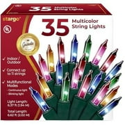 Stargo Warm Multi Color Christmas Tree Lights - 6.3 ft String of 35 Incandescent Mini Bulbs Multifunctional Lighting Modes, for Decorative, Bedroom, Outdoor, Xmas Twinkle Lights with Green Wire Total
